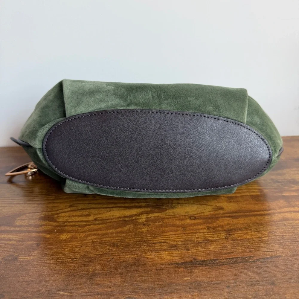 New Juicy Couture Need More Green Brown Shoulder Hobo Handbag Wristlet Set Y2K